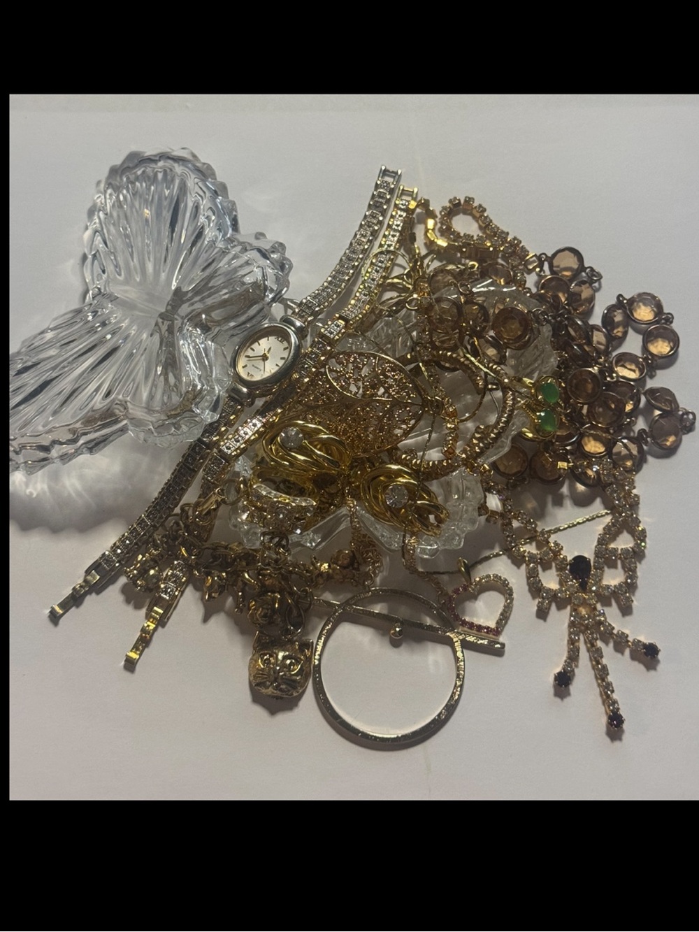 Assorted Gold Tone Jewelry All Wearable Pieces Vintage to New Rings Size 5